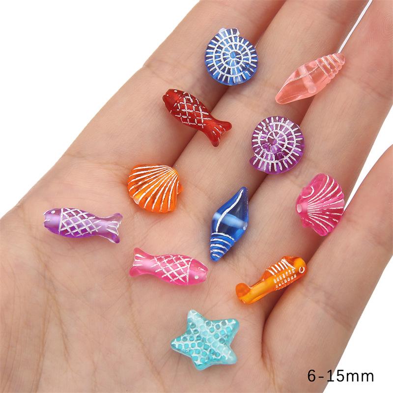 

Круглые акриловые бусины «Морские ракушки» для изготовления браслетов и ювелирных изделий своими руками 6-15mm, 1.5mm hole, 30g/bag, approx. 80-100 pcs