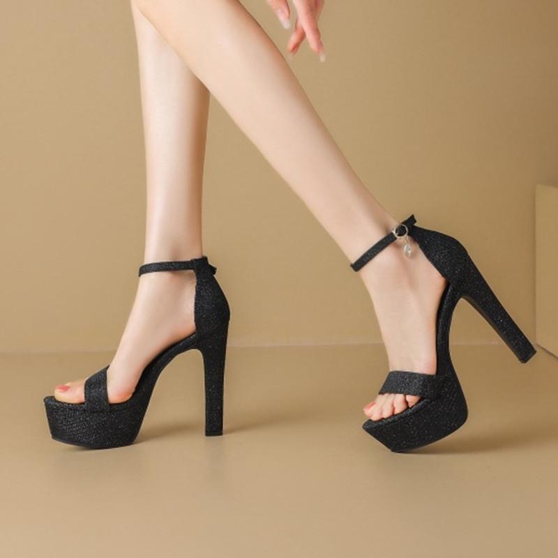 Fashion 2025 New Luxury Women's Exquisite High Heels 12.5cm Sandals Summer Fashion Versatile Nightclub Banquet High Heels Dance Shoes