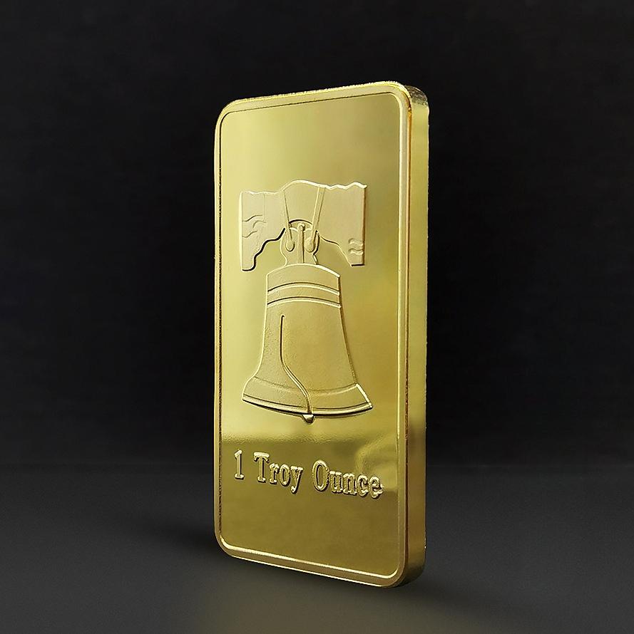 

American clock, gold-plated block, gold bar, commemorative medal, 1 troy ounce, ornament, toy, Christmas gift, Stocking stuffers