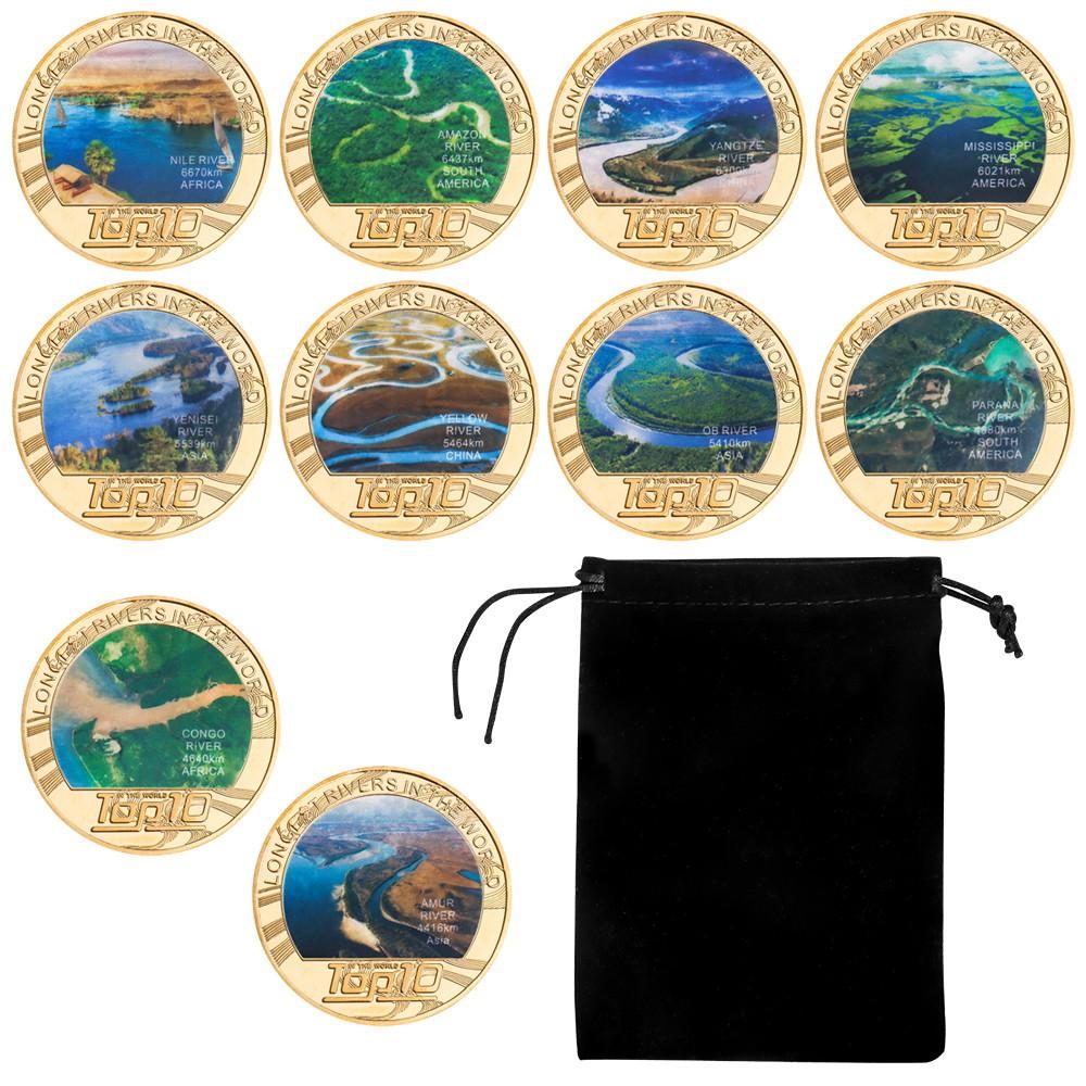 Top 10 River Commemorative Coins, Metal Badges, Collectible Gifts, Commemorative Badge Gift Boxes, Graduation Gifts