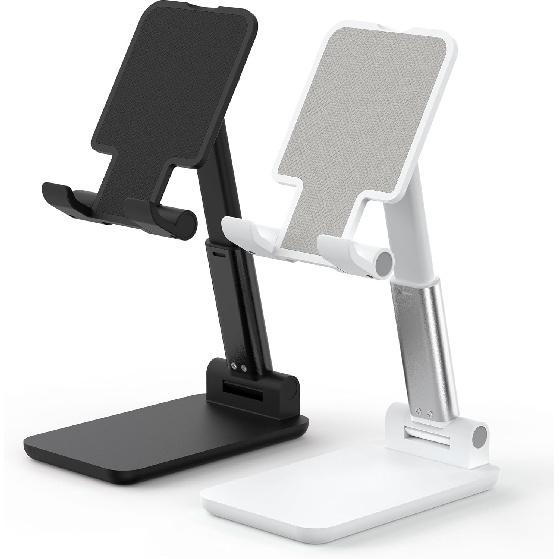 2 Pack Cell Phone Stand for Desk, Adjustable Angle & Height, Foldable Portable Phone Holder with Anti-Slip Silicone Pad, Compatible with iPhone