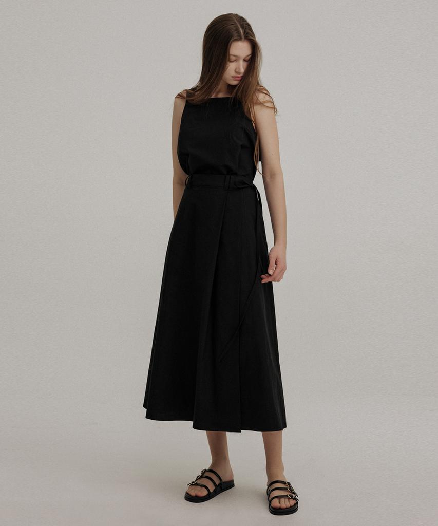 Avamolly Linen Blended Long Wrap Sk (Black)