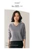 Women's V-Neck Cashmere Knit Pullover Sweater - Hand-Crocheted Loose Fit for Autumn/Winter
