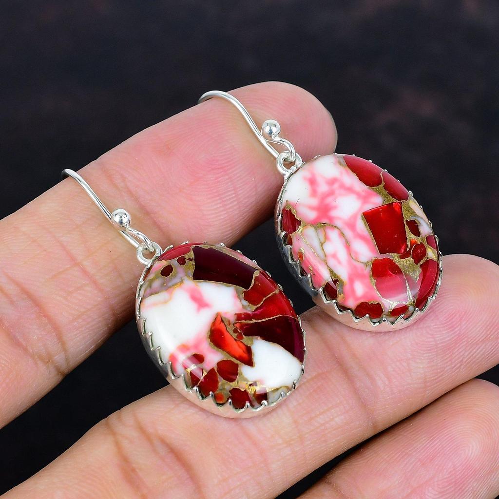 Kingman red mohave copper turquoise earrings awesome gemstone earring elegant jewelry 925 sterling silver earring handmade earring for gifts
