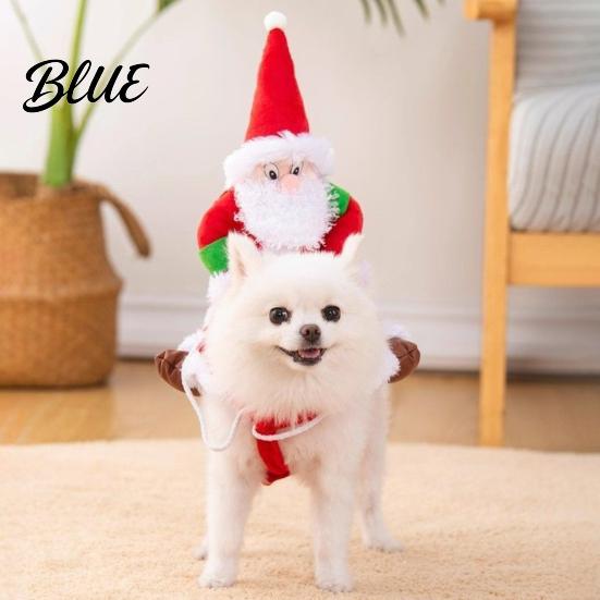 Festive Dog Clothes for Parties Santa Riding Pet Christmas Costume 3D Funny Rider Outfit Small Medium Apparel Dogs & Cats Adjustable Holiday Cosplay