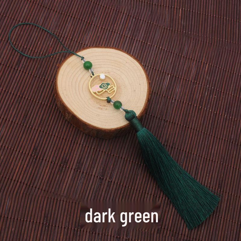 Colorful Clouds Chasing the Moon Tassel Pendant for Hanfu Qipao - 12CM Fan Lantern Jade Lapel Accessory