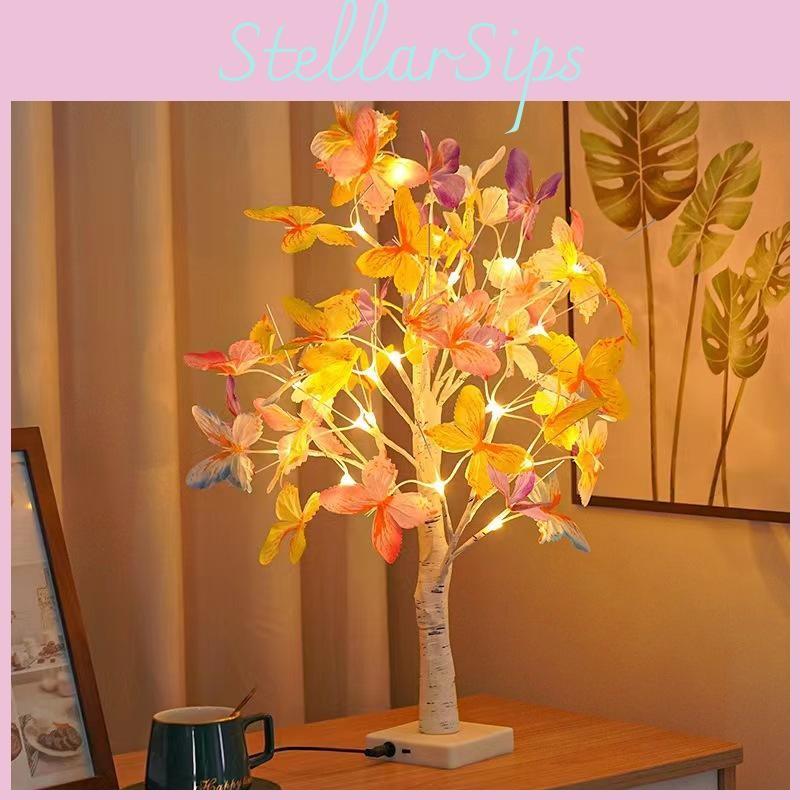 Birch Tree Silver Colorful Butterfly Tree Lights Christmas Decoration Supplies