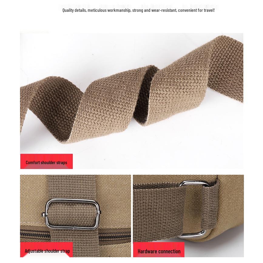 Multi-layer Men's Large Capacity Canvas Crossbody Chest Bag - Convenient Single Shoulder Portable Storage for Work.