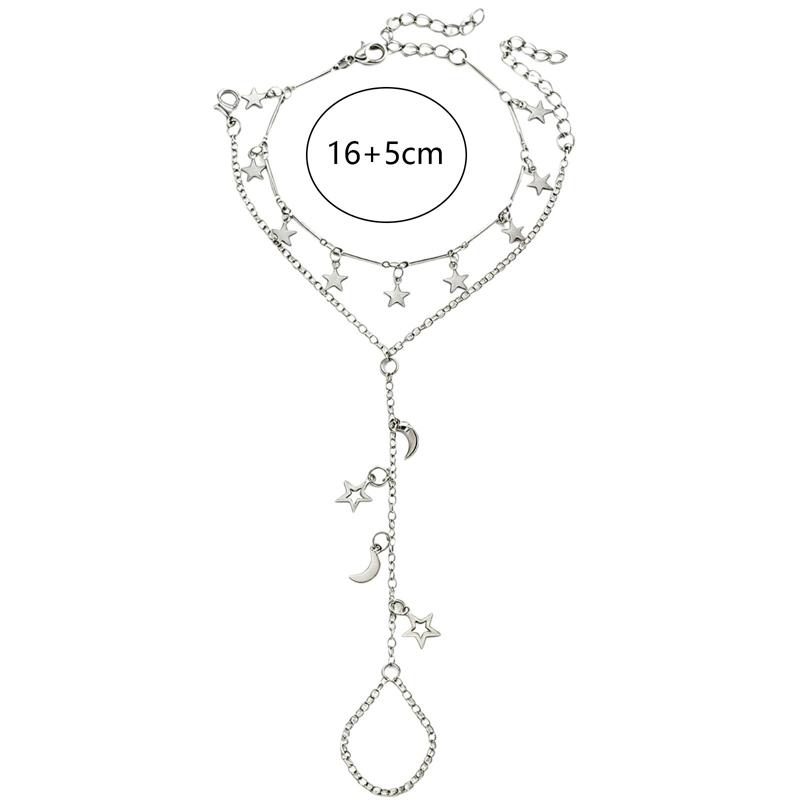Star Moon Tassel Finger Bracelet for Women Exquisite Sweet Bracelet Set Vintage Boho Hand Chain Casual Versatile Jewelry Gift