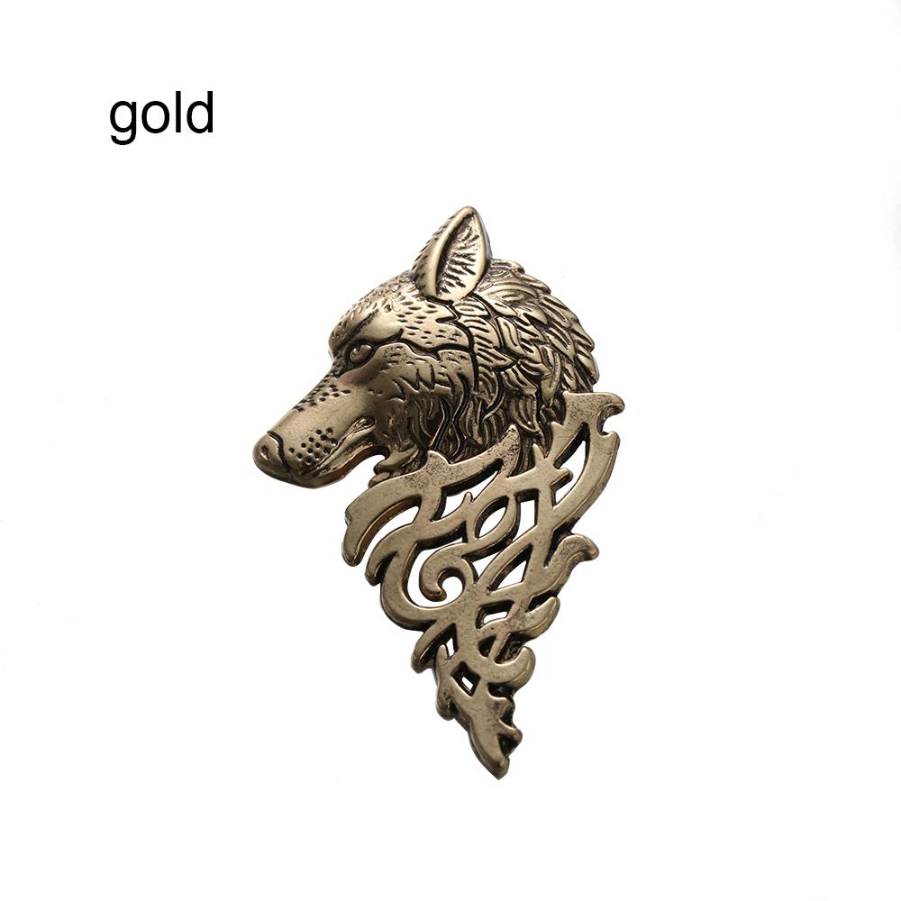 Jewelry Men Vintage Suit Collar Punk Lapel Badge Pin Wolf Brooch