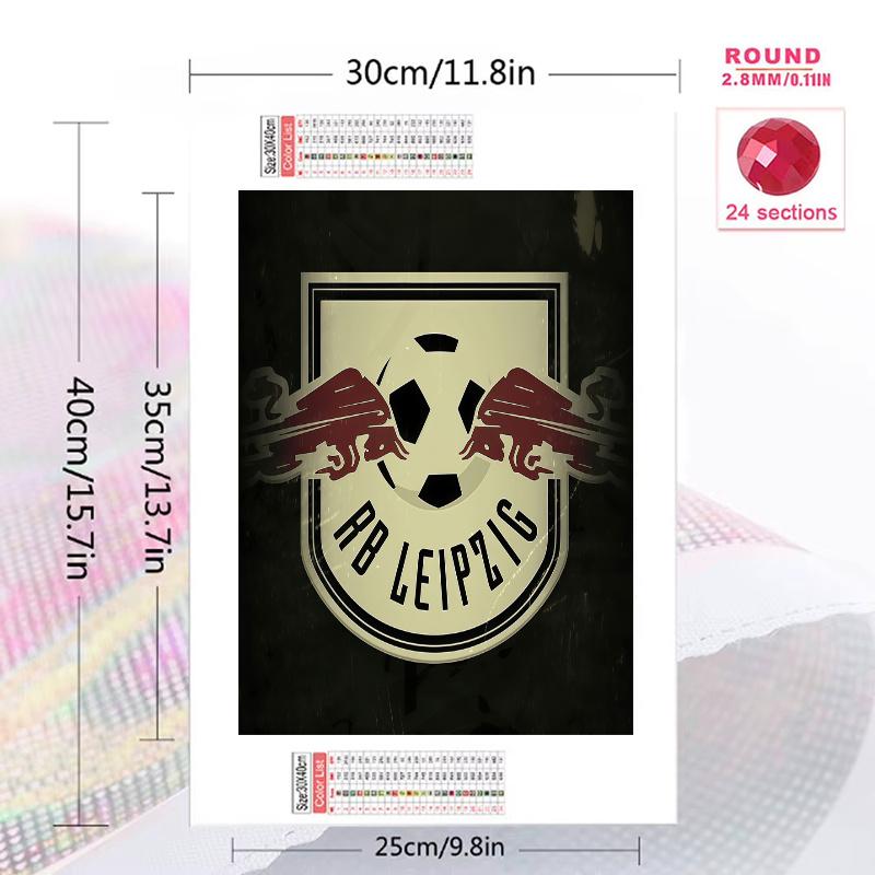 RB leipzig logo Pattern 3pcs 100% Round Full Drill 5D DIY Diamond Painting Embroidery Cross Stitch Rhinestone Décor