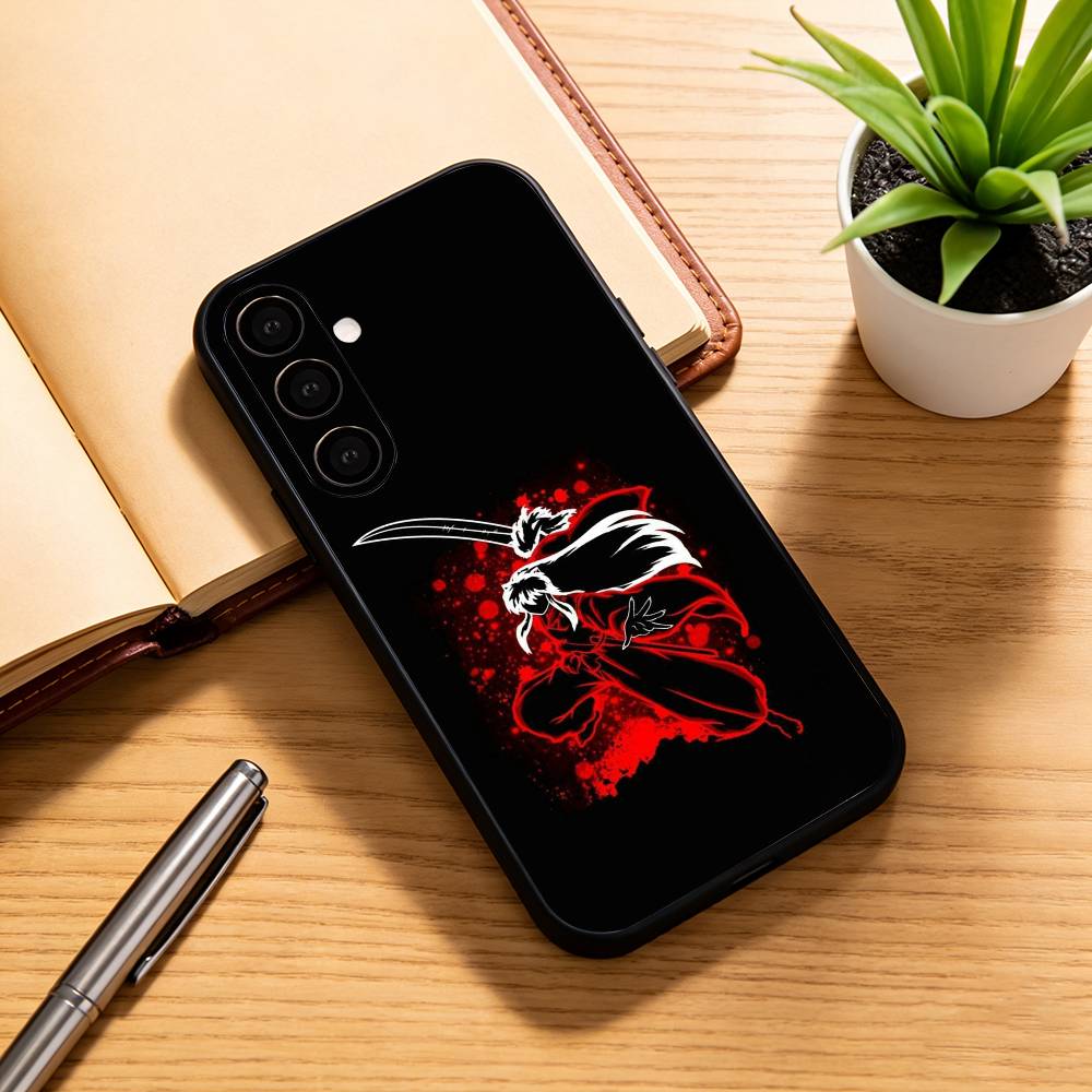 Inuyasha Silhouette Red Katana Anime Phone Case Black Silicone Soft For Samsung Galaxy A73,A72,A71,A70,A53,A52,A51