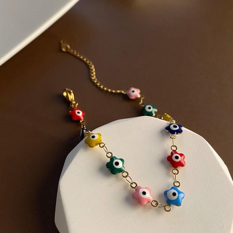Gioielli da Donna Colorati Stile Dopamina Acciaio Titanio Leggero Lusso Catena per Clavicola e Bracciale