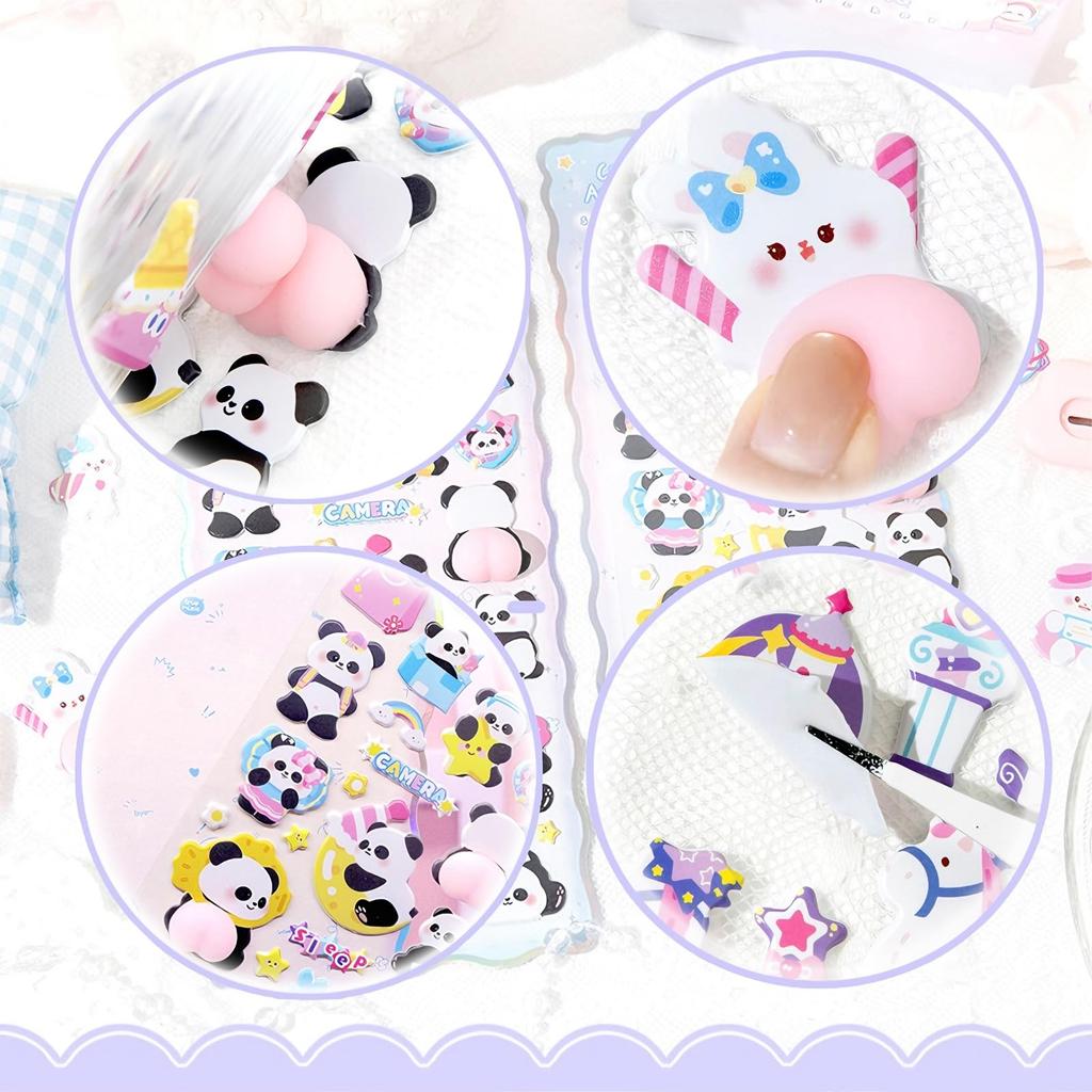 Set von 6 knetbaren 3D-PVC für Kinder und zum Dekorieren Ihres Handys Belohnungs-Bastelbedarf Weich, Aufkleber, Material, Niedlich, Mädchen, DIY, Hülle, Tagebuch, Aufkleber,