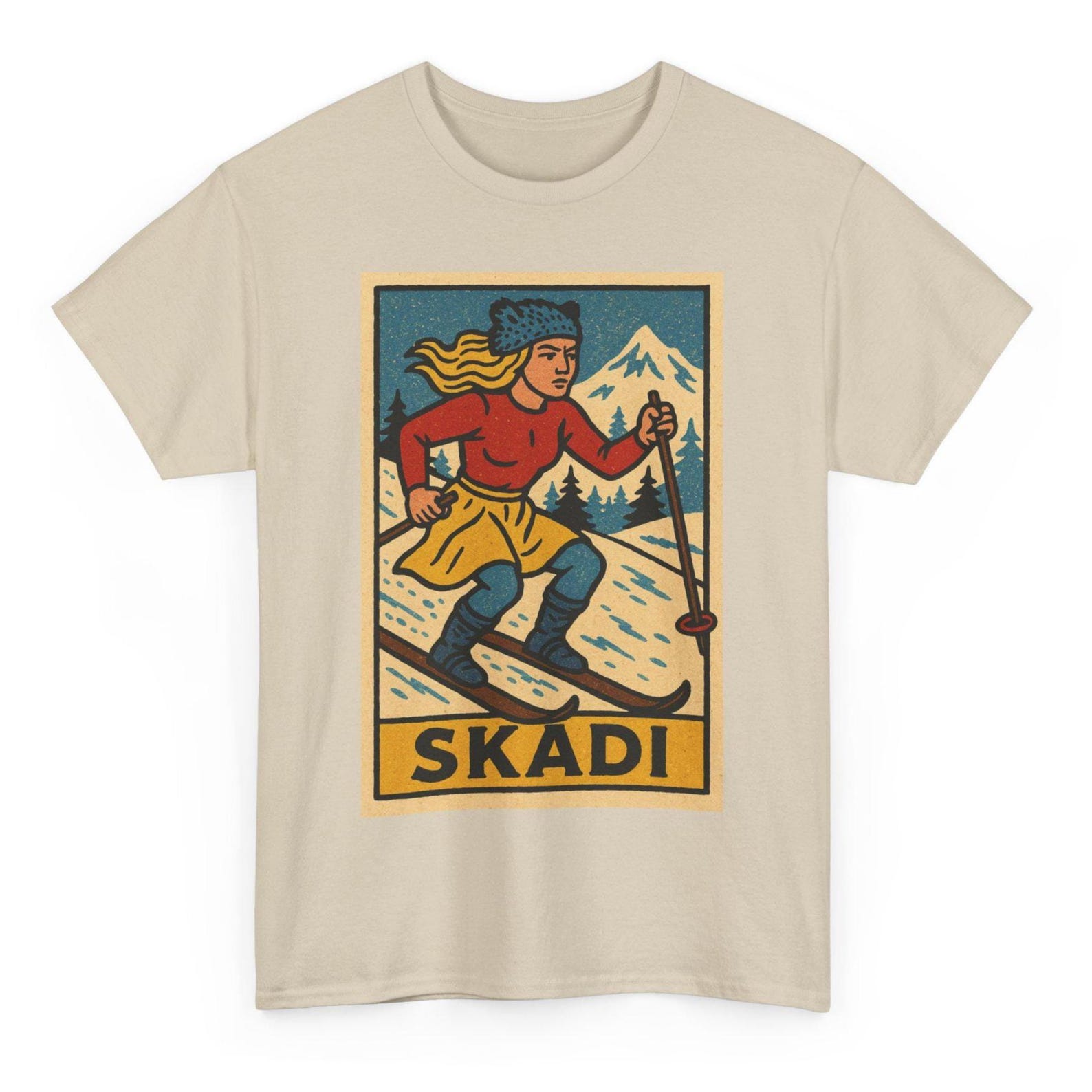 Skadi T-Shirt: Retro Comic Norse Goddess Graphic Tee M