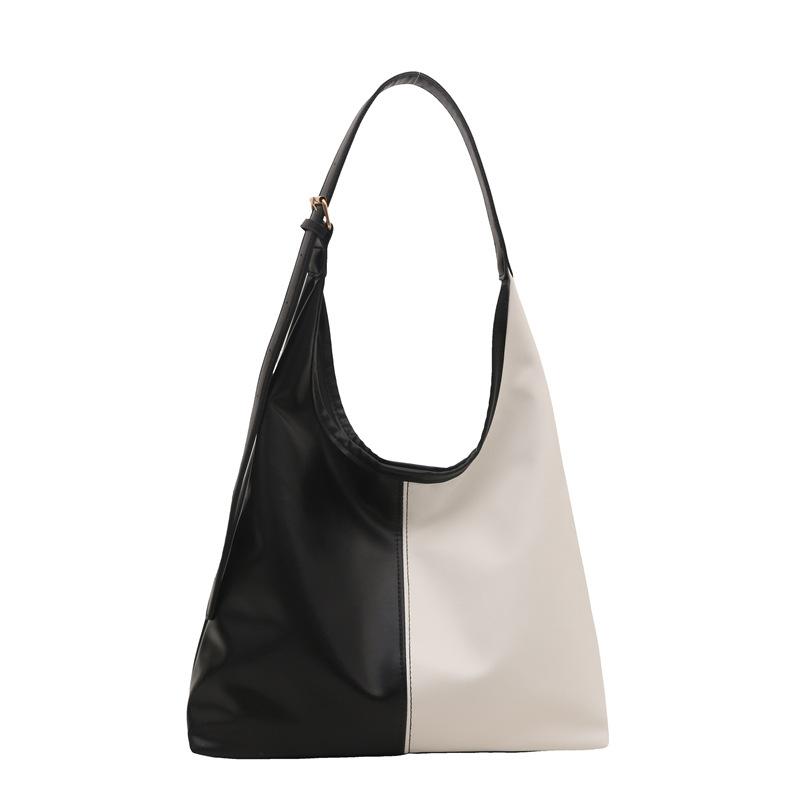 High-end Contrasting Color Splicing Women's Bag New Fashion Trendy Large Capacity Tote Bag Commuting Simple Armpit Shoulder Bag