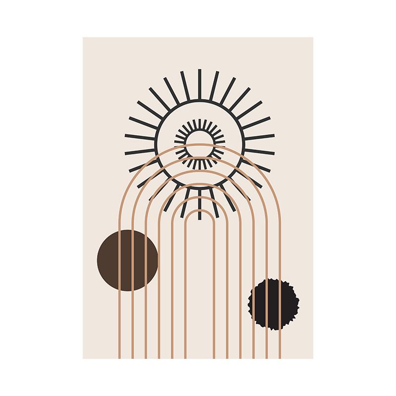 Nordic Bohemian Canvas Painting Vintage Minimalist Line Leaf Wall Art Geometric Prints For Modern Living Room Home Decor Unframed