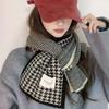 Soft Plaid Knitted Scarf Letter Winter Neck Scarf Kawaii Long Warm Lattice Shawl  Travel