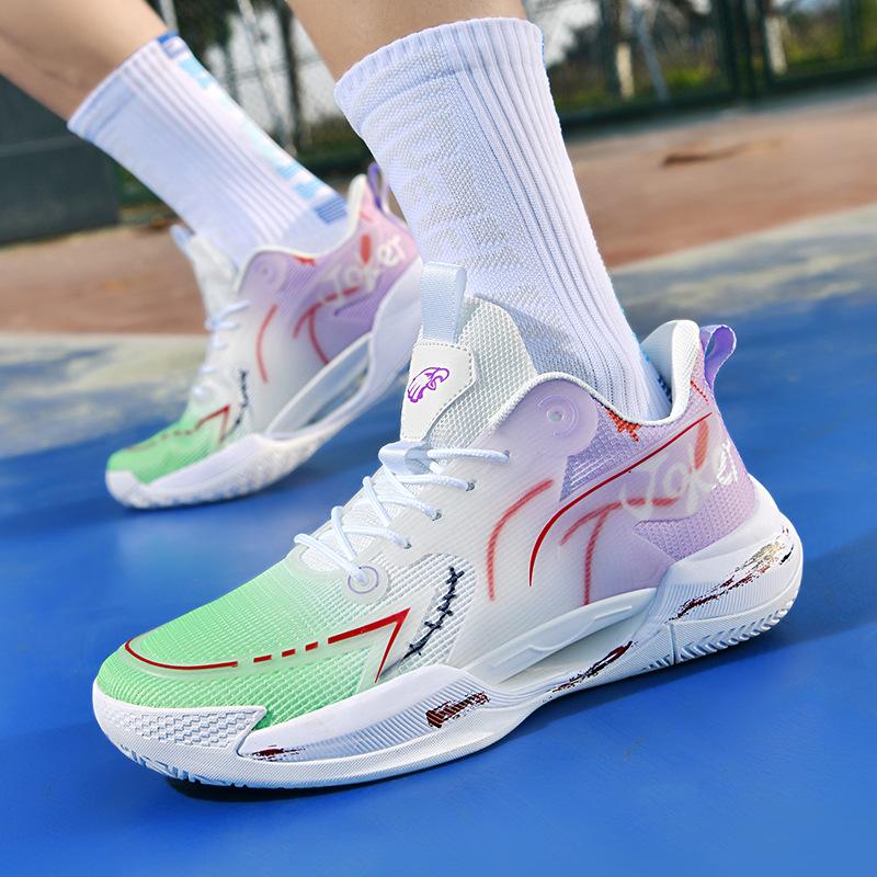 Luminous high-top basketball shoes men's actual combat cement boots teenagers junior high school students big children sports shoes