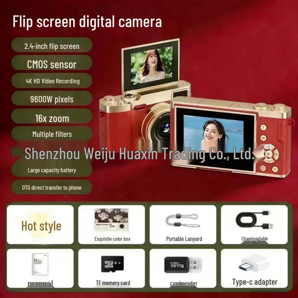 Retro Ultra-Clear Flip Screen CCD Card Camera for Students