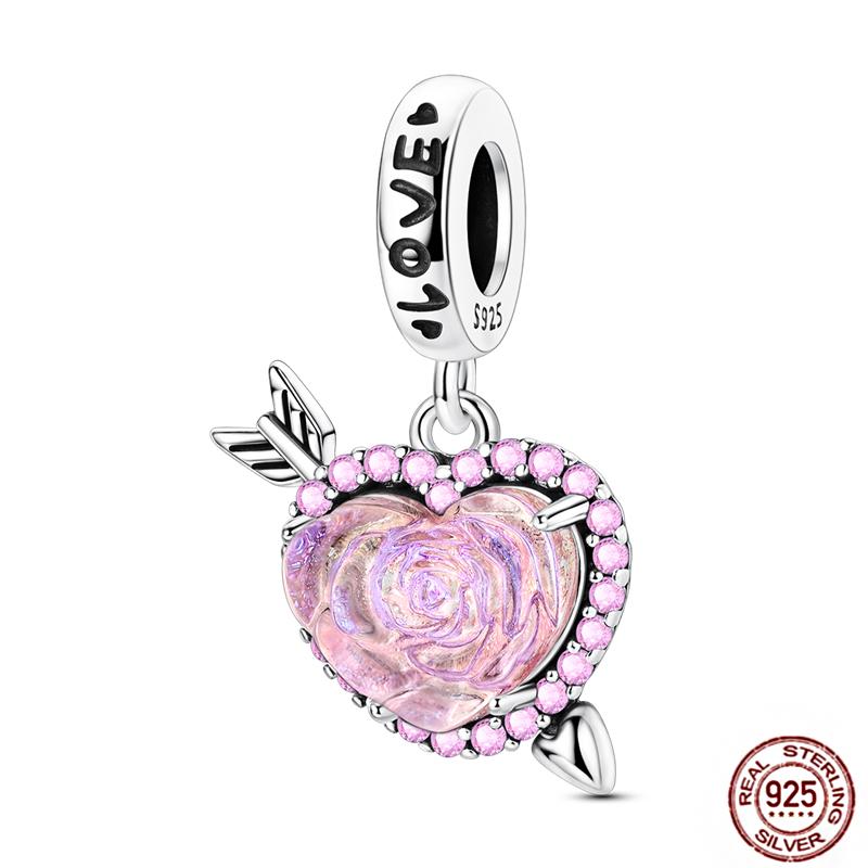 Copper Loveheart Charms Beads Cute Cat Panda Poker Phone Charm Pendant Fit Original Bracelet Diy Jewelry Women Gift