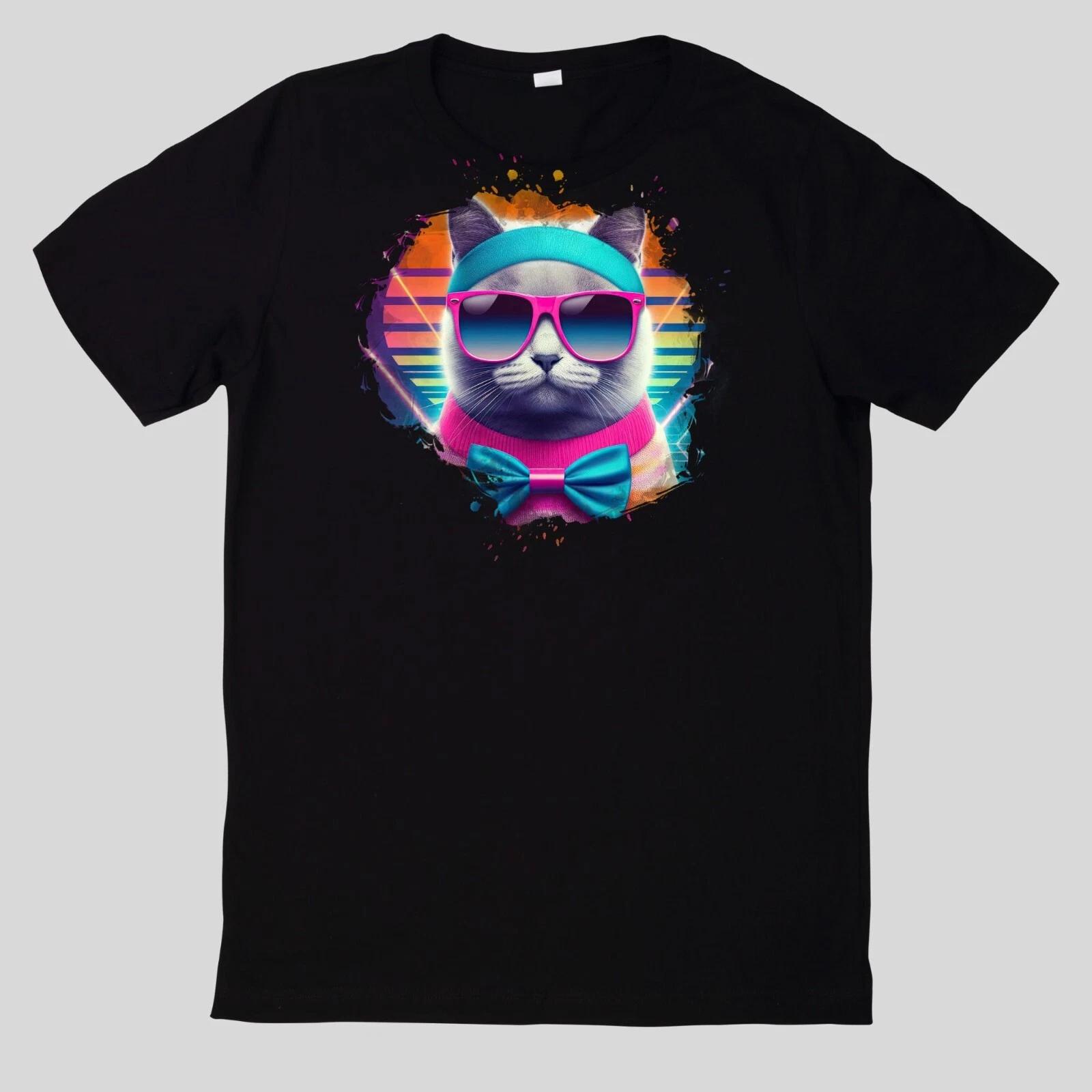 T-Shirt Aquarell Retro coole Katzen S