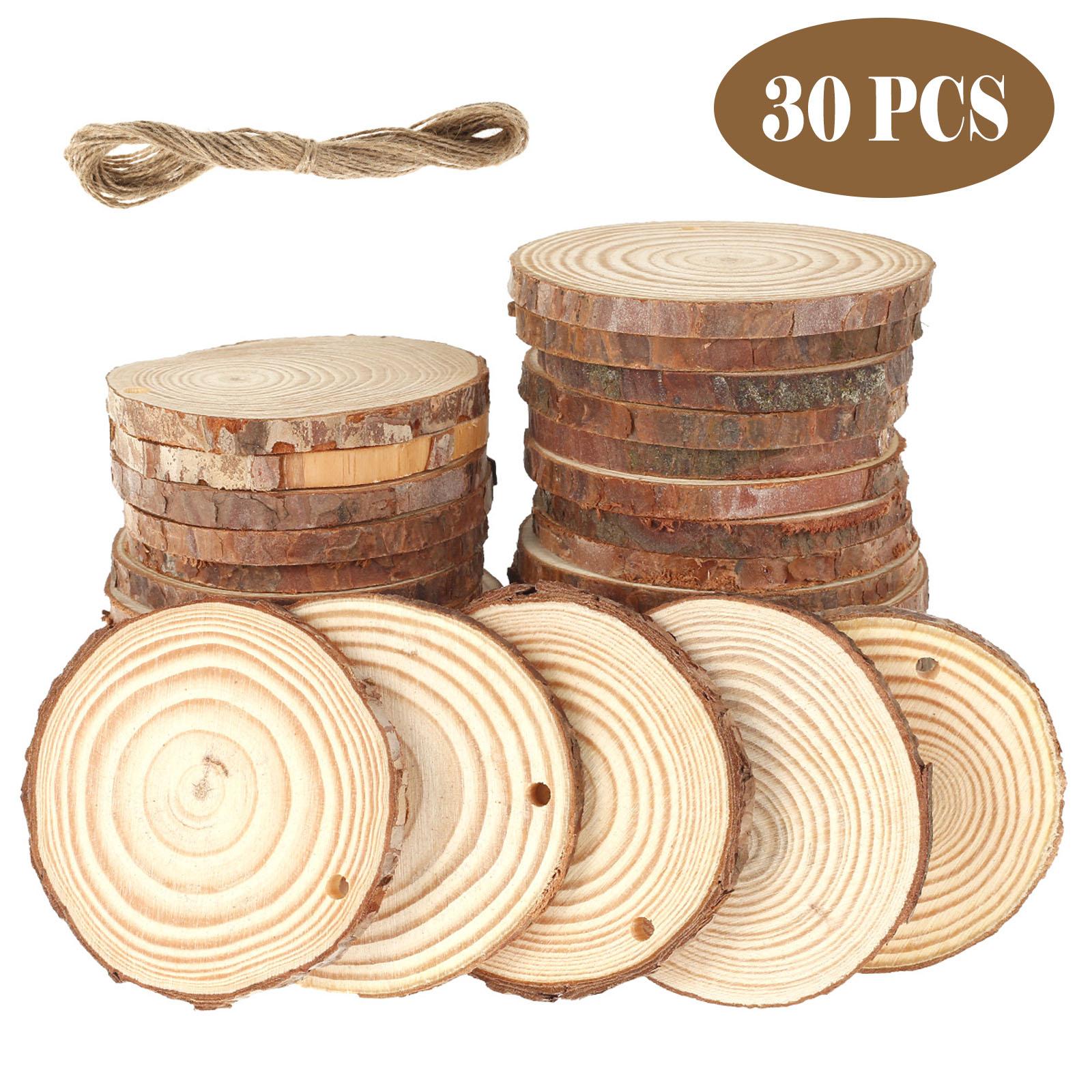 

30Pcs Natural Unfinished Wood Slices 5-7CM Round Wooden Circles for Arts DIY Crafts Wedding Party Painting Christmas Ornament 5-6cm&5mm