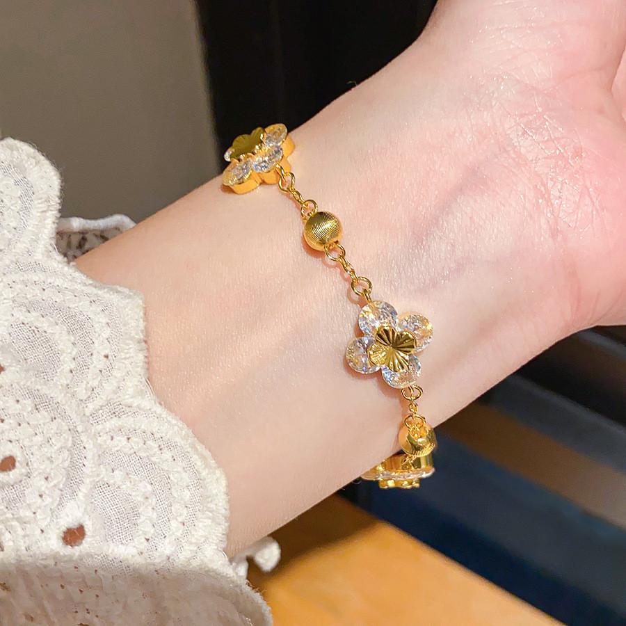Fashion Jewelry Floral Zircon Stone Bracelet With Copper Material For Women