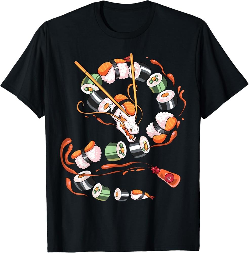 Sushi Dragon Roll Japanese Food Kawaii Dragon Anime Sushi T-Shirt Unisex T-Shirt M