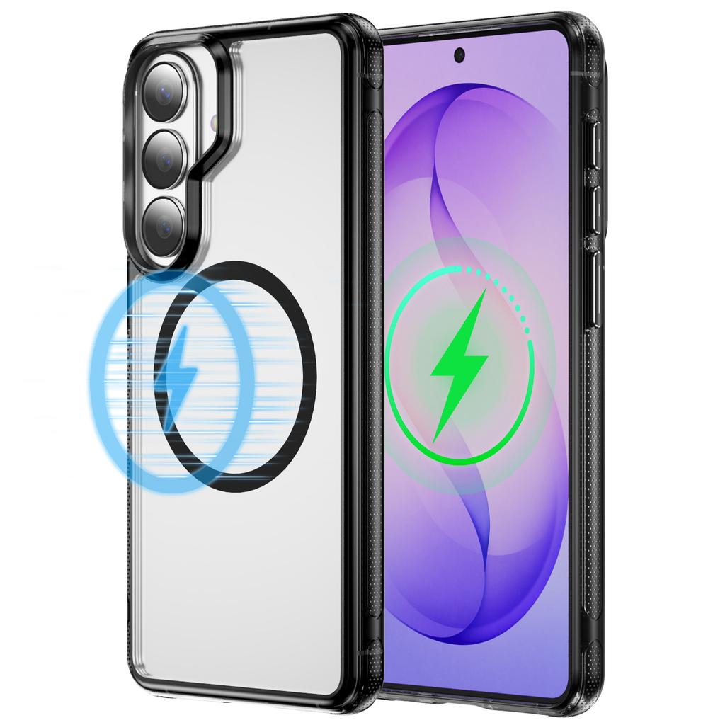 Magnetic Clear Hybrid Shockproof Cases For Samsung S26 S25 S24 Plus Ultra For Magsafe Metal Lens Ring Anti-fall Bumper Cover