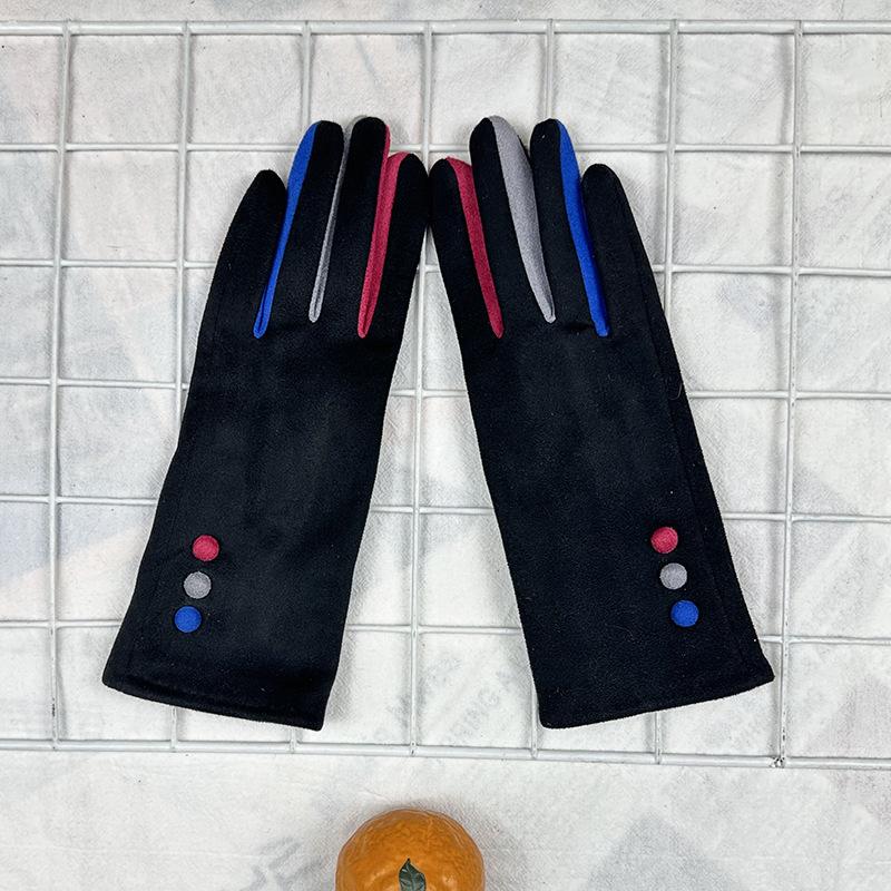 Deerskin Fleece Gloves Women'S Outdoor Cycling Student Warm Gloves Windproof Gloves