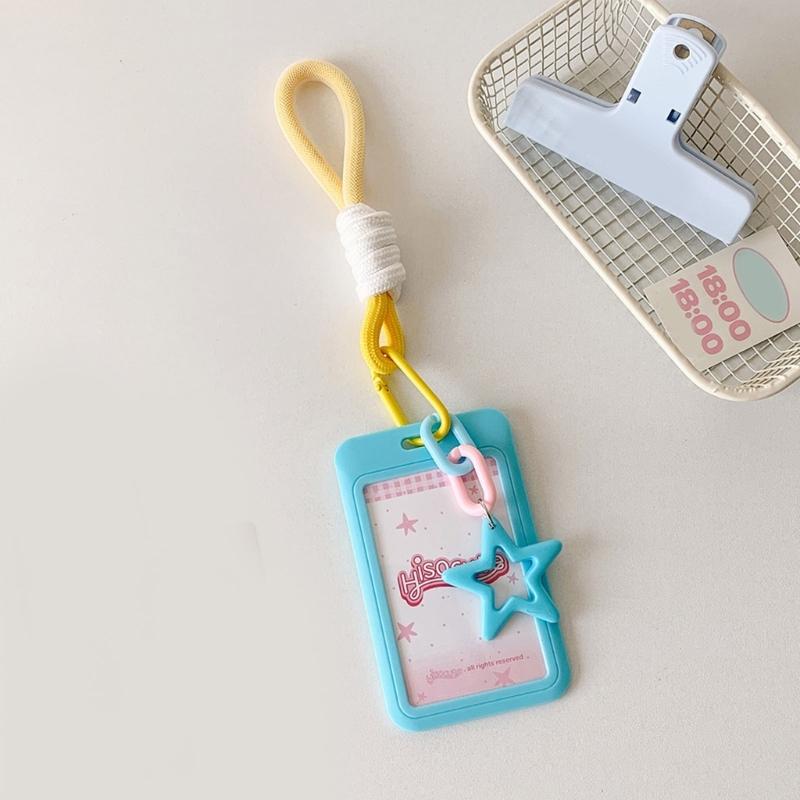Photocard Holder Keychain Star Photocard Holder ID Cards Protective Sleeve School Stationery Supplies for Women Girls