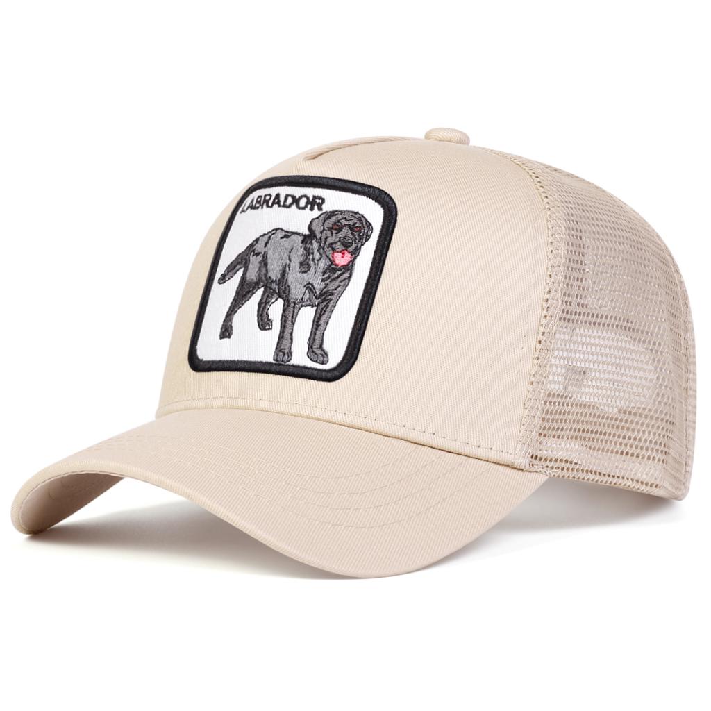Herren LABRADOR-Welpen-Stickerei-Mesh-Baseballkappe Damen Atmungsaktive Golf-Frühlings- und Sommer-Outdoor-Reisehüte Trucker Caps
