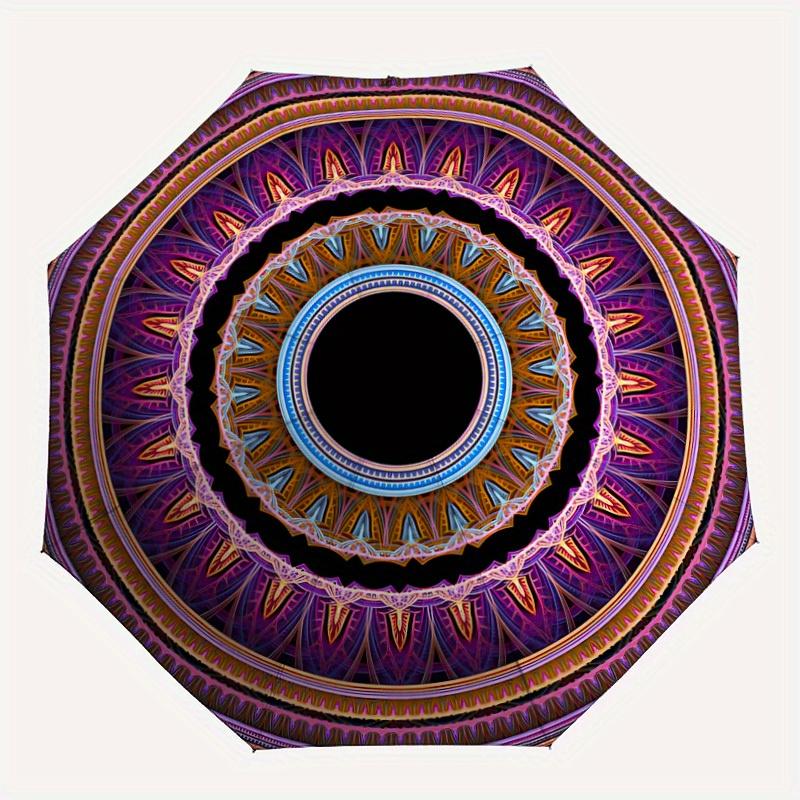 

1pc Mandala Artwork Automatic Umbrella - 8-Rib Foldable Design, Outdoor Adventures, and Family Celebrations yy250829027