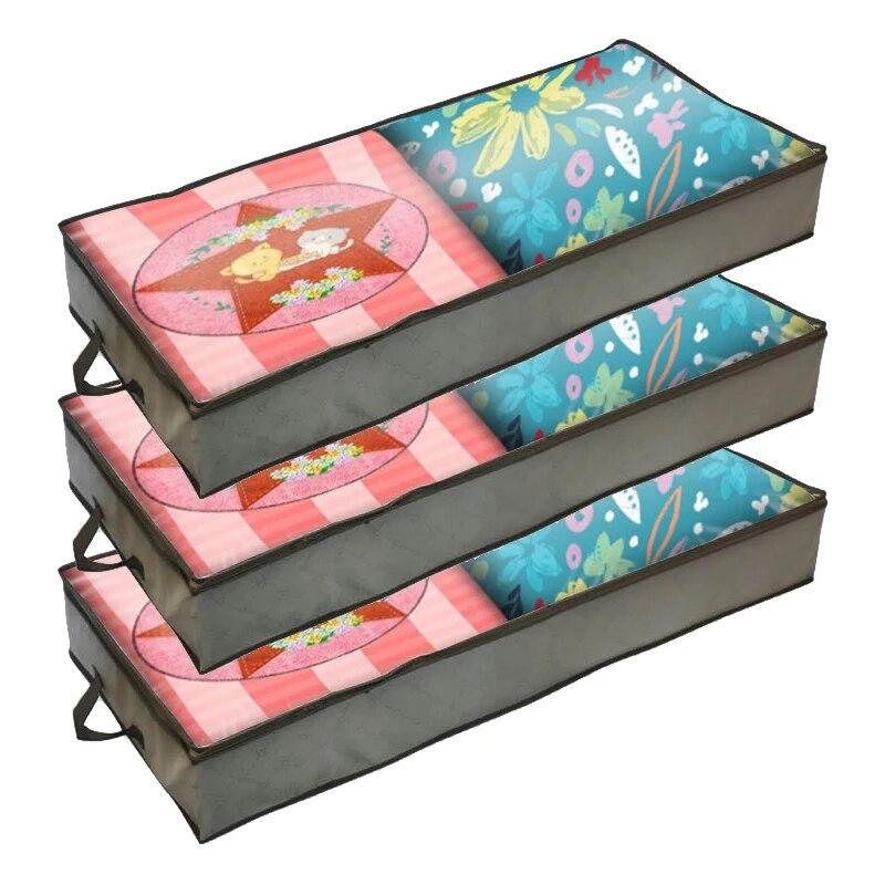 

3 Pcs Underbed Storage Bags Large Capacity Thickened And Reinforced Foldable Storage Organizer Containers