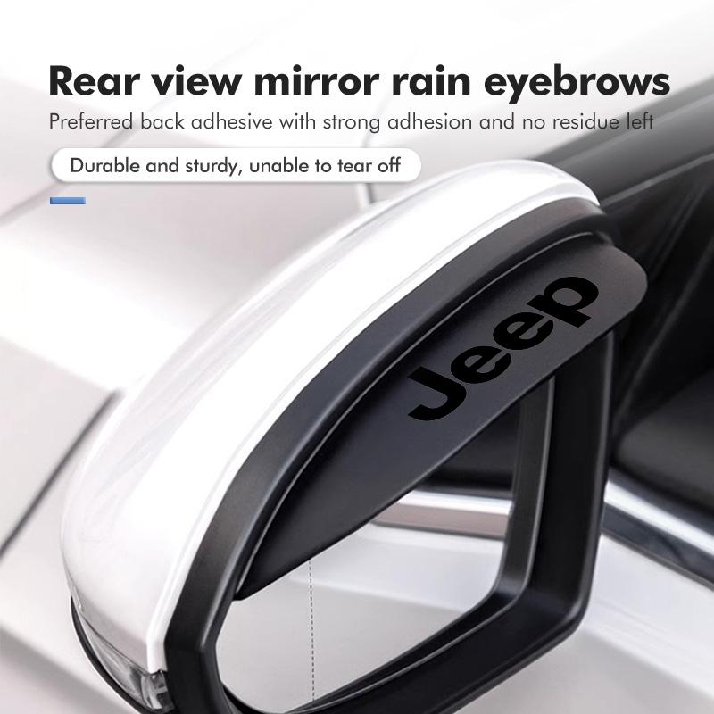 For Jeep Black Car Rearview Mirror Block Rainwater Eyebrow Accessories Grand Cherokee Patriot Renegade Compass Wrangler