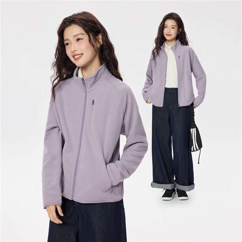 Giordano Women's Loose Fit Stand Collar Fleece Jacket