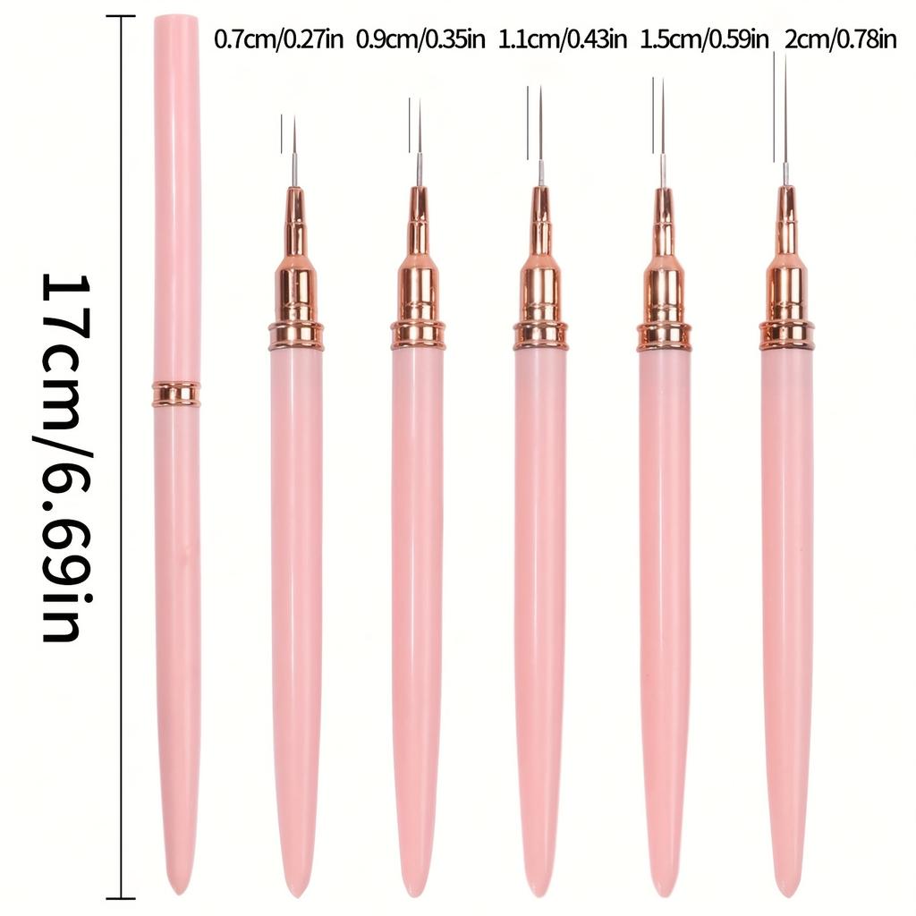5PCS Nail Art Liner Brushes Set Elongated Gel Polish Painting Lines Striping Drawing Nail Design Pen Professional Manicure Tool