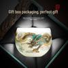 Mutton Fat Jade Porcelain Dragon & Phoenix Teacups