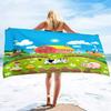 Schattig Cartoon Dierenprint Microvezel Strandlaken, Groot Badlaken Sneldrogend Absorberend Zandvrij Handdoek voor Badkamer, Reizen, Sport