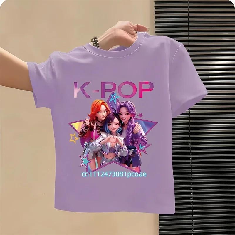 Kpop Childrens T Shirt Cartoon Graphic Short Sleeve Summer Comfortable Top Funny Gift for Fans Harajuku TShirts Girls Clothes
