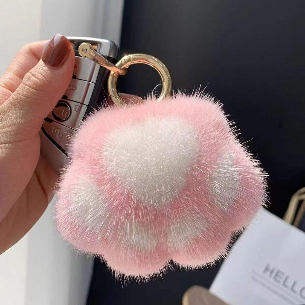 Love Cat's Paw Fur Keychain Stuffed Animal Plush Cat's Paw Pendant Bag Ornaments