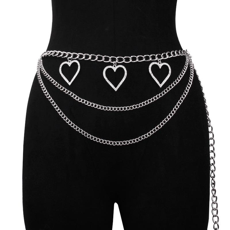 

Стразы Персиковое Сердце Многослойная Цепочка на Талию и Тело