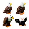 4Pcs Mini Eagle Figurines Miniature Resin Animal Ornaments Mini Bald Eagle Collectibles for DIY Craft Accessories Fairy Garden Decoration