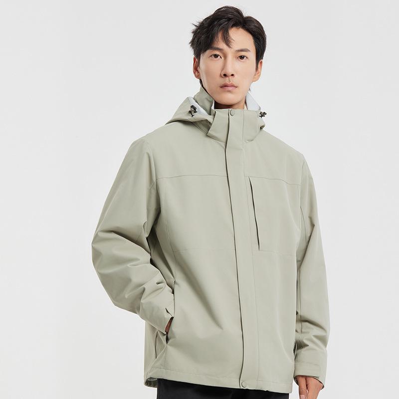 2023 Stylish 3-in-1 Windproof Jacket Set for Couples, Color Block, Detachable, Breathable, Perfect for Mountaineering L