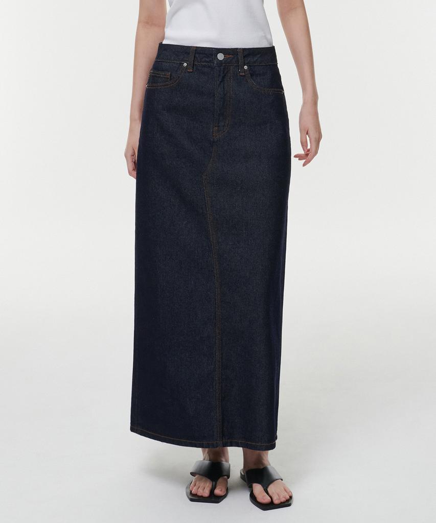 Musinsa Standard Woman Women'S Denim Maxi Skirt [Deep Indigo]