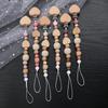 New Beech Wooden Baby Pacifier Chain Clip Heart Beads Silicone Beads Dummy Nipple Holder  for Newborn Teether Pendant Toys Gift