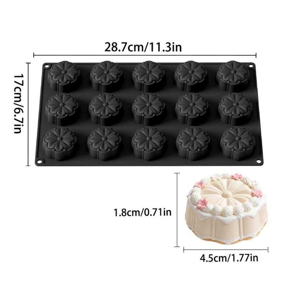3D Simulated Mousse Cake Mould 15-Cell French Pastry Mold Flower Design Chocolate Mold  Home Baking чёрный