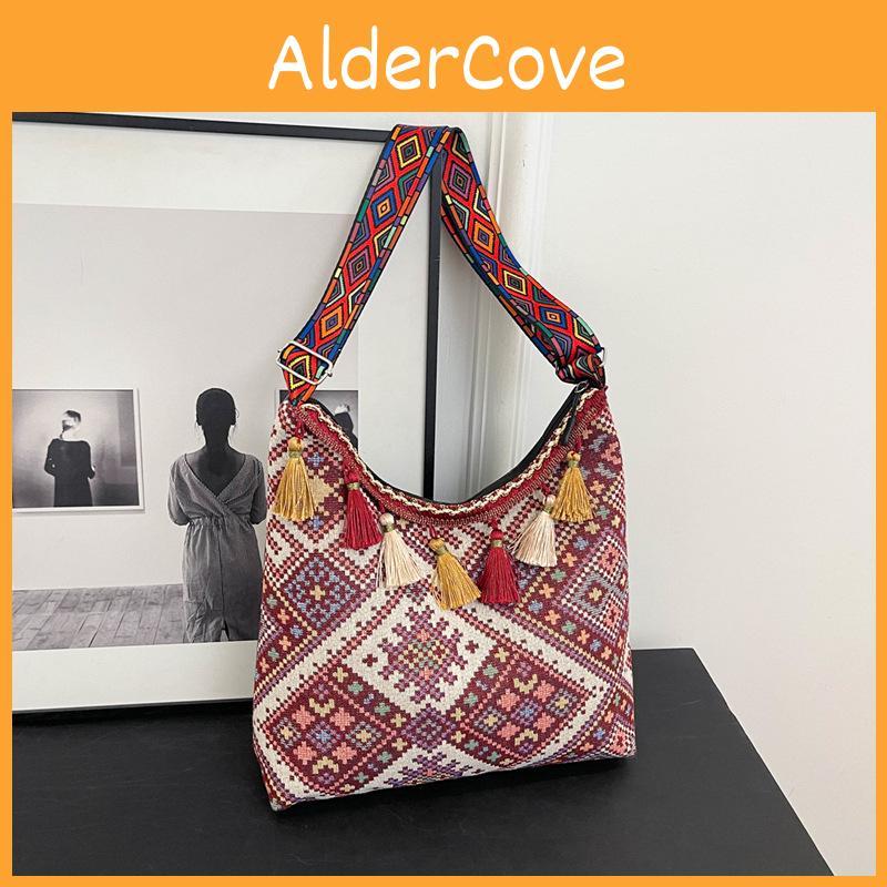 Embroidery Style Tassels Large Shoulder Bags Capacity Single Girl Shoulder Bag