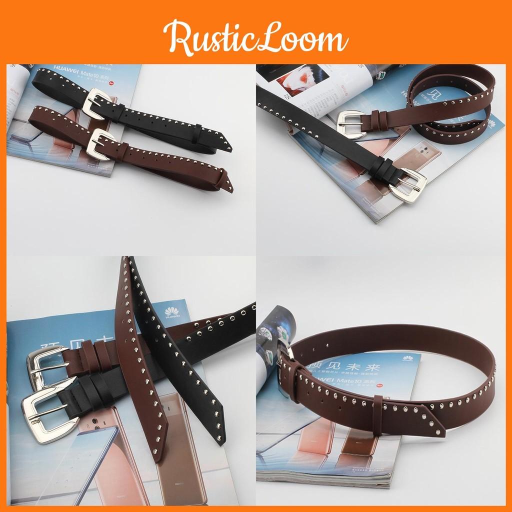 Belt Black Rivet Pin Buckle Adjustable Single Loop Design For Men Women And